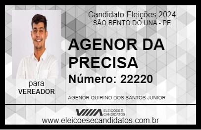 Candidato AGENOR DA PRECISA 2024 - SÃO BENTO DO UNA - Eleições