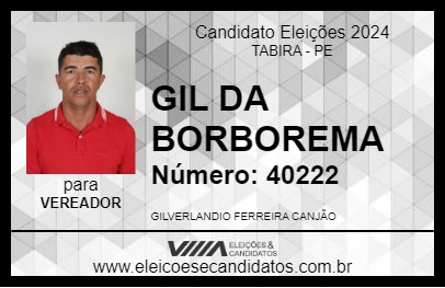 Candidato GIL DA BORBOREMA 2024 - TABIRA - Eleições