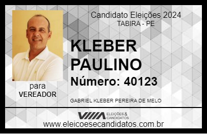 Candidato KLEBER PAULINO 2024 - TABIRA - Eleições