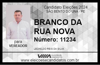 Candidato BRANCO DA RUA NOVA 2024 - SÃO BENTO DO UNA - Eleições