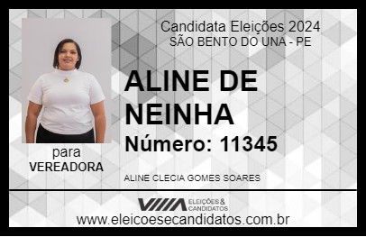 Candidato ALINE DE NEINHA 2024 - SÃO BENTO DO UNA - Eleições