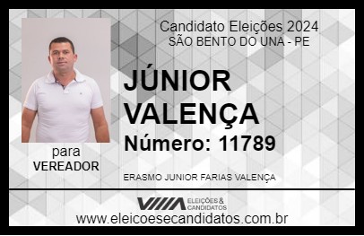 Candidato JÚNIOR VALENÇA 2024 - SÃO BENTO DO UNA - Eleições