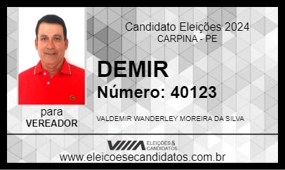 Candidato DEMIR 2024 - CARPINA - Eleições