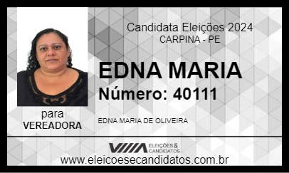 Candidato EDNA MARIA 2024 - CARPINA - Eleições