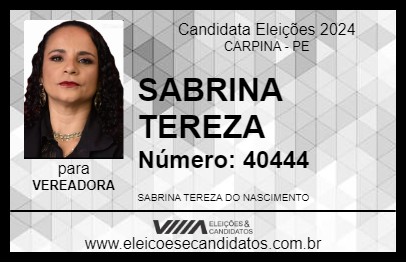 Candidato SABRINA TEREZA 2024 - CARPINA - Eleições