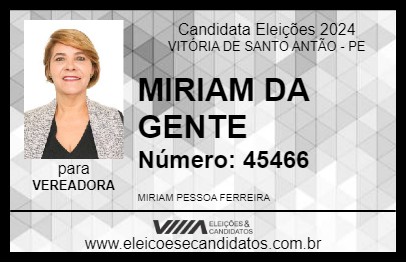 Candidato MIRIAM DA GENTE 2024 - VITÓRIA DE SANTO ANTÃO - Eleições