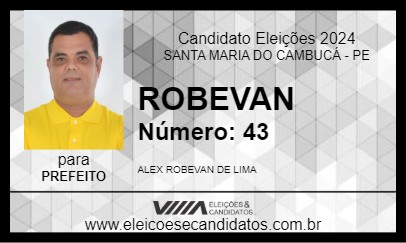 Candidato ROBEVAN 2024 - SANTA MARIA DO CAMBUCÁ - Eleições