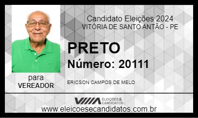 Candidato PRETO 2024 - VITÓRIA DE SANTO ANTÃO - Eleições