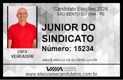 Candidato JUNIOR DO SINDICATO 2024 - SÃO BENTO DO UNA - Eleições