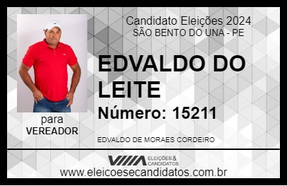 Candidato EDVALDO DO LEITE 2024 - SÃO BENTO DO UNA - Eleições