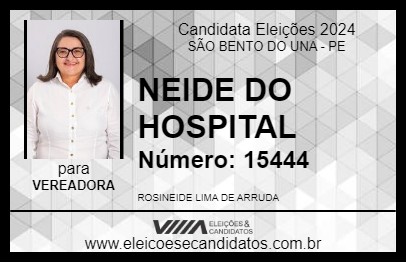 Candidato NEIDE DO HOSPITAL 2024 - SÃO BENTO DO UNA - Eleições