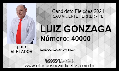 Candidato LUIZ GONZAGA 2024 - SÃO VICENTE FÉRRER - Eleições