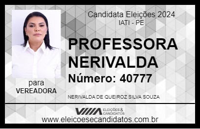 Candidato PROFESSORA NERIVALDA 2024 - IATI - Eleições