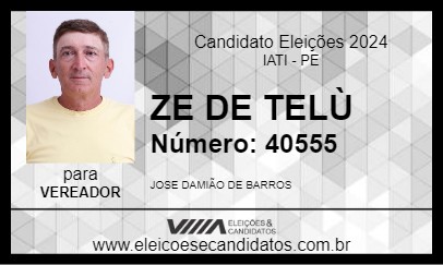 Candidato ZE DE TELÙ 2024 - IATI - Eleições