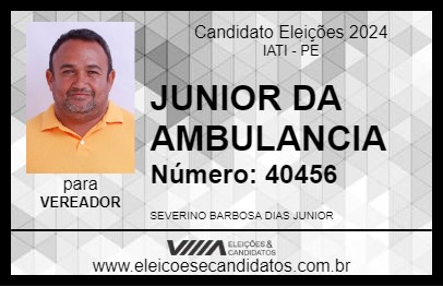 Candidato JUNIOR DA AMBULANCIA 2024 - IATI - Eleições