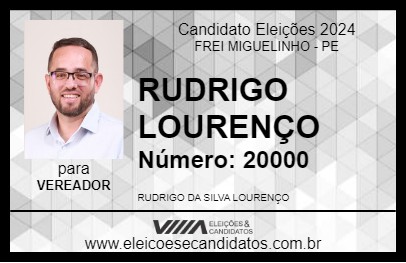 Candidato RUDRIGO LOURENÇO 2024 - FREI MIGUELINHO - Eleições