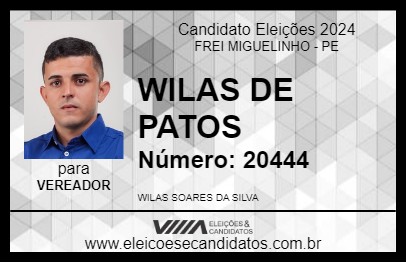 Candidato WILAS DE PATOS 2024 - FREI MIGUELINHO - Eleições