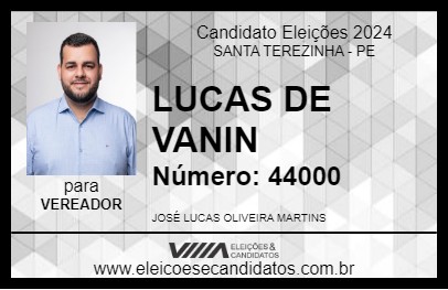 Candidato LUCAS DE VANIN 2024 - SANTA TEREZINHA - Eleições