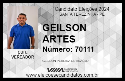 Candidato GEILSON ARTES 2024 - SANTA TEREZINHA - Eleições