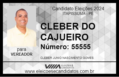 Candidato CLEBER DO CAJUEIRO 2024 - ITAPISSUMA - Eleições