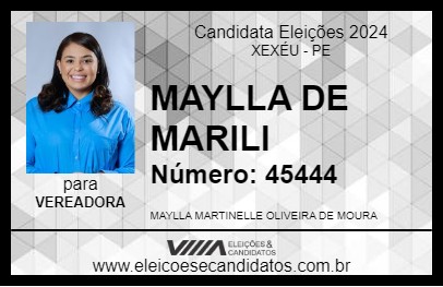 Candidato MAYLLA DE MARILI 2024 - XEXÉU - Eleições