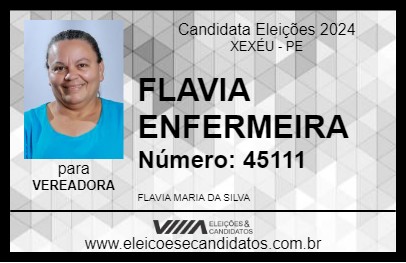 Candidato FLAVIA ENFERMEIRA 2024 - XEXÉU - Eleições