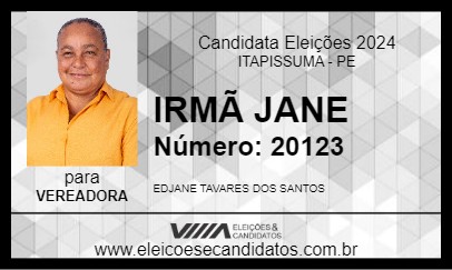 Candidato IRMÃ JANE 2024 - ITAPISSUMA - Eleições