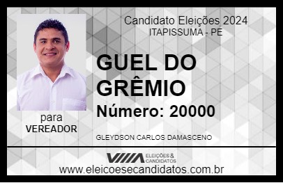 Candidato GUEL DO GRÊMIO 2024 - ITAPISSUMA - Eleições