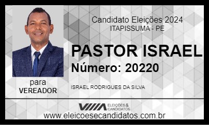 Candidato PASTOR ISRAEL 2024 - ITAPISSUMA - Eleições