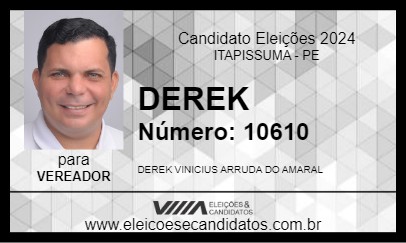 Candidato DEREK 2024 - ITAPISSUMA - Eleições