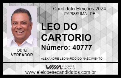 Candidato LEO DO CARTORIO 2024 - ITAPISSUMA - Eleições