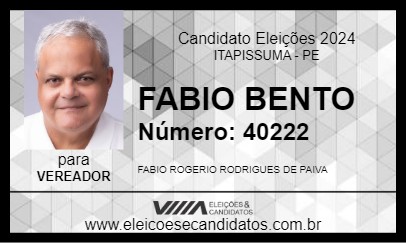 Candidato FABIO BENTO 2024 - ITAPISSUMA - Eleições