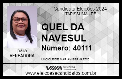 Candidato QUEL DA NAVESUL 2024 - ITAPISSUMA - Eleições