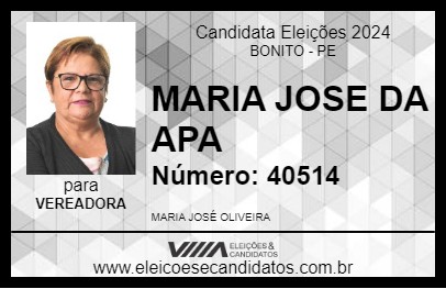 Candidato MARIA JOSE DA APA 2024 - BONITO - Eleições