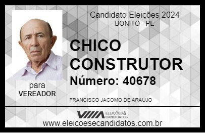 Candidato CHICO CONSTRUTOR 2024 - BONITO - Eleições