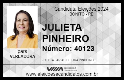 Candidato JULIETA PINHEIRO 2024 - BONITO - Eleições