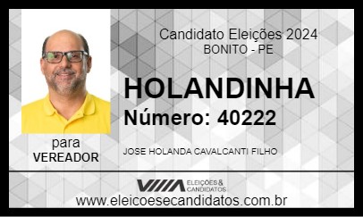 Candidato HOLANDINHA 2024 - BONITO - Eleições