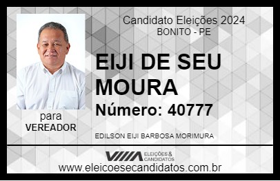 Candidato EIJI DE SEU MOURA 2024 - BONITO - Eleições