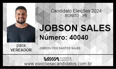 Candidato JOBSON SALES 2024 - BONITO - Eleições