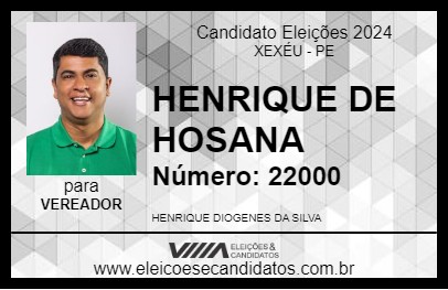 Candidato HENRIQUE DE HOSANA 2024 - XEXÉU - Eleições