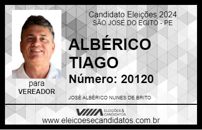 Candidato ALBÉRICO TIAGO 2024 - SÃO JOSÉ DO EGITO - Eleições