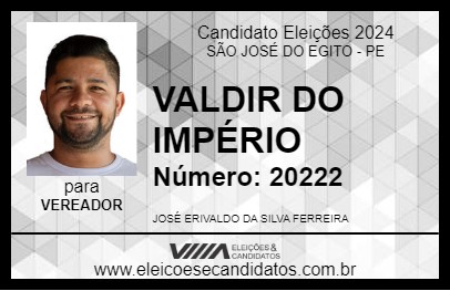 Candidato VALDIR DO IMPÉRIO 2024 - SÃO JOSÉ DO EGITO - Eleições