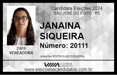 Candidato JANAINA SIQUEIRA 2024 - SÃO JOSÉ DO EGITO - Eleições