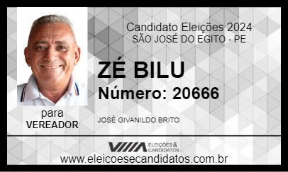 Candidato ZÉ BILU 2024 - SÃO JOSÉ DO EGITO - Eleições