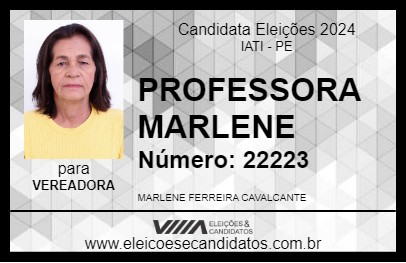 Candidato PROFESSORA MARLENE 2024 - IATI - Eleições