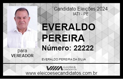 Candidato EVERALDO PEREIRA 2024 - IATI - Eleições