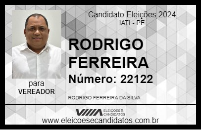 Candidato RODRIGO FERREIRA 2024 - IATI - Eleições