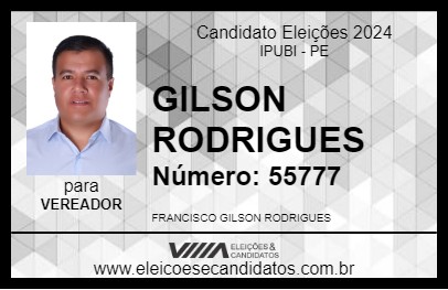 Candidato GILSON RODRIGUES 2024 - IPUBI - Eleições