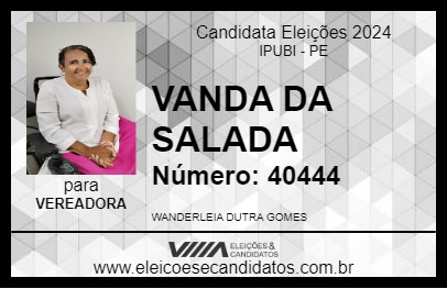 Candidato VANDA DA SALADA 2024 - IPUBI - Eleições