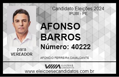 Candidato AFONSO BARROS 2024 - IPUBI - Eleições